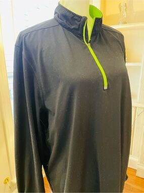 Champion Black Quarter-Zip Pullover with Neon Lime Trim
